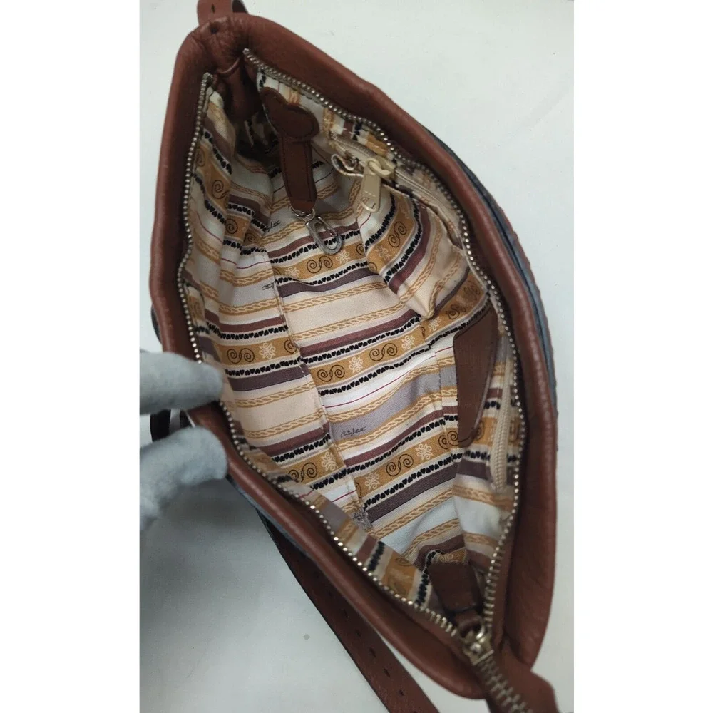 Brighton Brown Pebbled Leather Zipper Closure Hobo Shoulder Bag